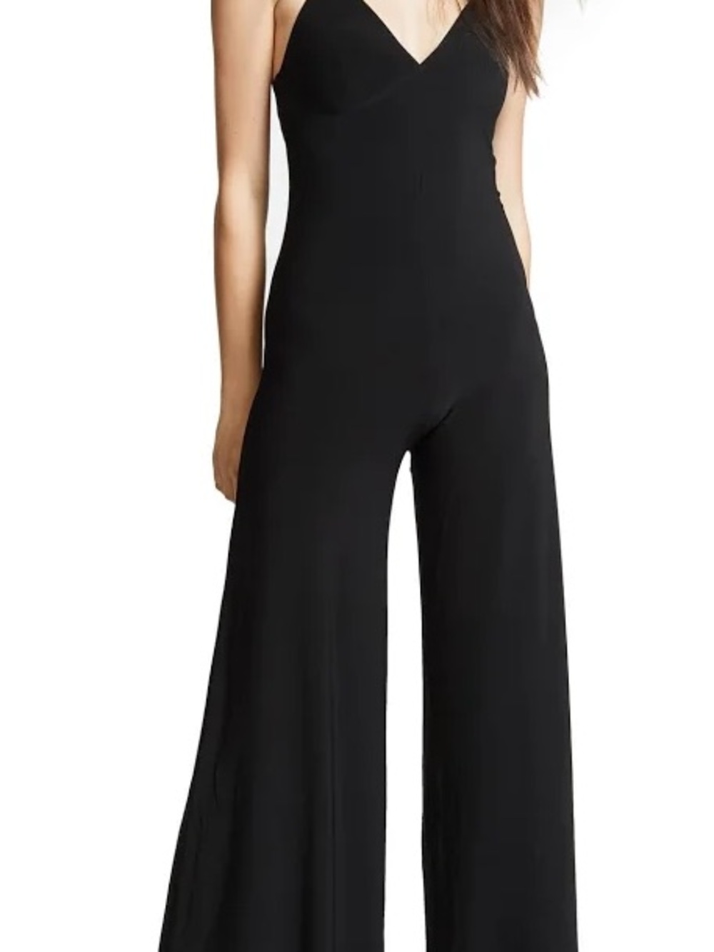 Norma Kamali Black V-Neck Wide-Leg Jumpsuit
